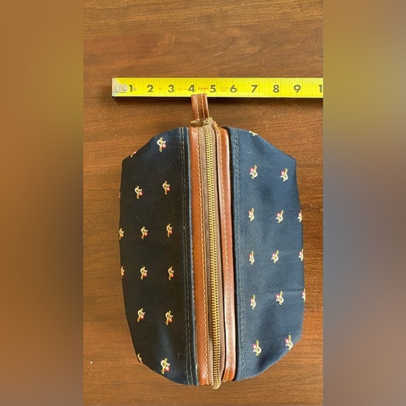 Men’s swank Vinyl Navy Anchor Canvas & Leather Toiletry Kit Travel Bag Zippered - Picture 9 of 9